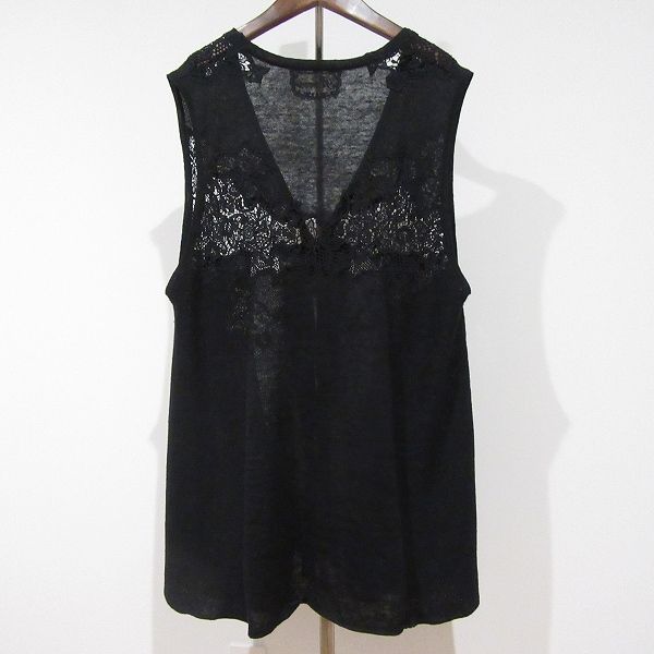 anc インポートロッサ import Rossa ベスト ジレ セーター ニット 46 黒 花柄 麻混 レディース 968274