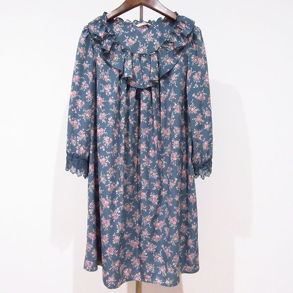 anc ローズティアラ Rose Tiara チュニック 青系 ピンク 花柄 総柄 フリル レース レディース 969616