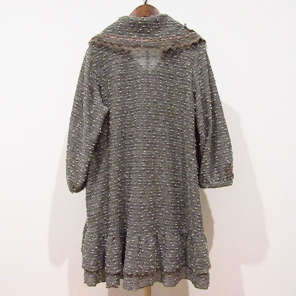 anc ビードロ Beedoro コート M〜L グレー 茶系 花モチーフ レース 刺繍 レディース 969620