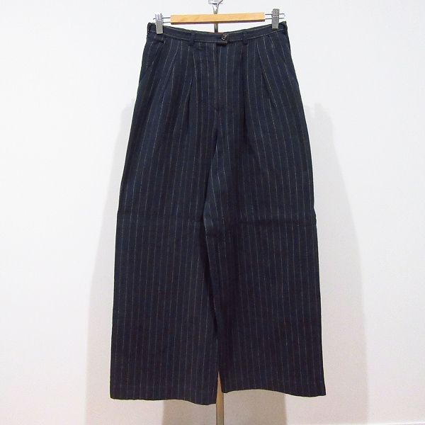 anc ケンゾー KENZO パンツ 38 グレー 白 ストライプ フランス製 レディース 969833