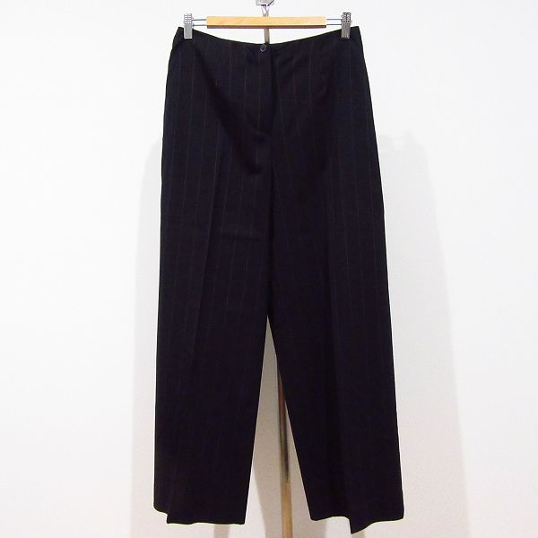 anc ケンゾー KENZO パンツ 40 濃紺 茶 ストライプ センタープレス レディース 969835