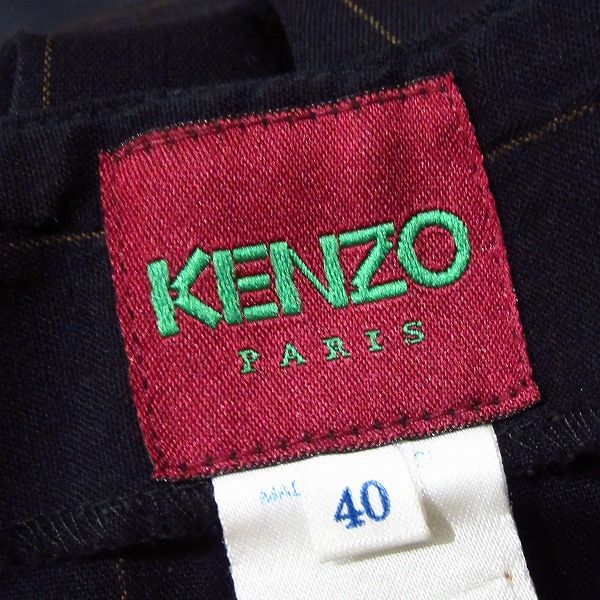 anc ケンゾー KENZO パンツ 40 濃紺 茶 ストライプ センタープレス レディース 969835 GINKGOPHARMACY_COM