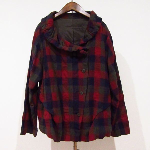 wnc ジウセンソユニコ 慈雨 Sensounico ジャケット 40 赤 紺 緑系 チェック レディース 973889