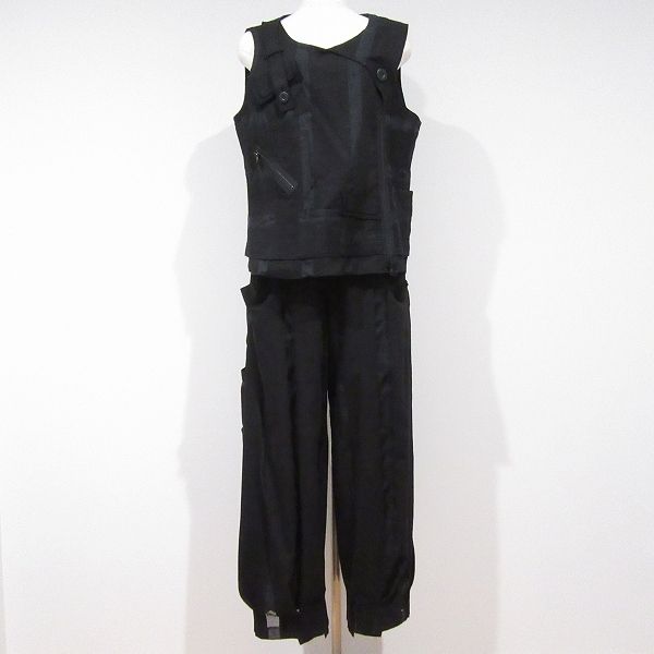 snc イークラット E-clat セットアップ パンツスーツ ツーピース 42 黒 ノースリーブ ジップアップ レディース 974054