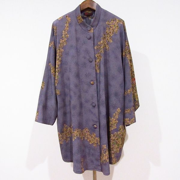 anc シセンドウ 詩仙堂 コート 紫系 ベージュ ちりめん 柄 レディース 975090