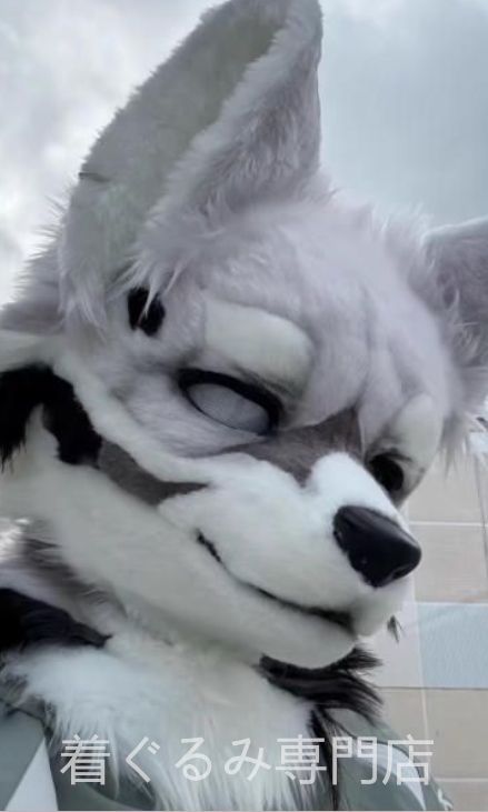 着ぐるみヘッド 狼 グレー 灰色 全頭ヘッド ケモノ ファースーツ ぬいぐるみ コスプレ コスチューム kigurumi