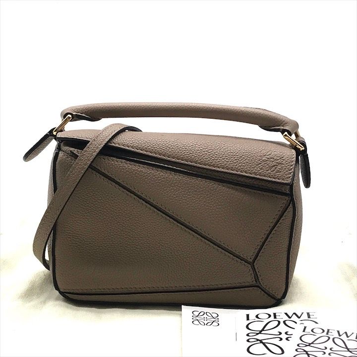 LOEWE ロエベ レザー パズル ミニ 2WAY ハンド ショルダー バッグ グレー ブランド 鞄 カバン BAG a10865
