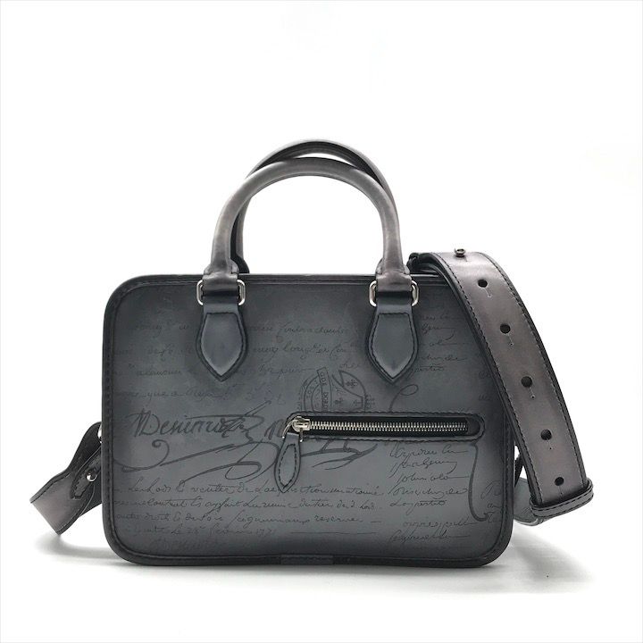 Berluti ベルルッティ カリグラフィ アンジュールガリバー 2 WAY ハンド ショルダー バッグ グレー 鞄 カバン BAG k 1889