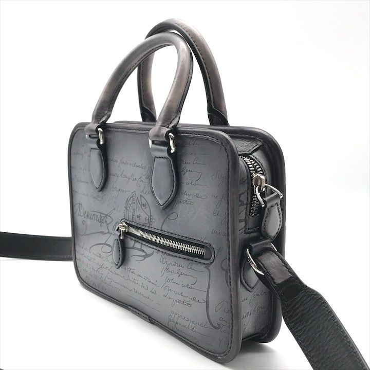 Berluti ベルルッティ カリグラフィ アンジュールガリバー 2WAY ハンド ショルダー バッグ グレー 鞄 カバン BAG k1889k