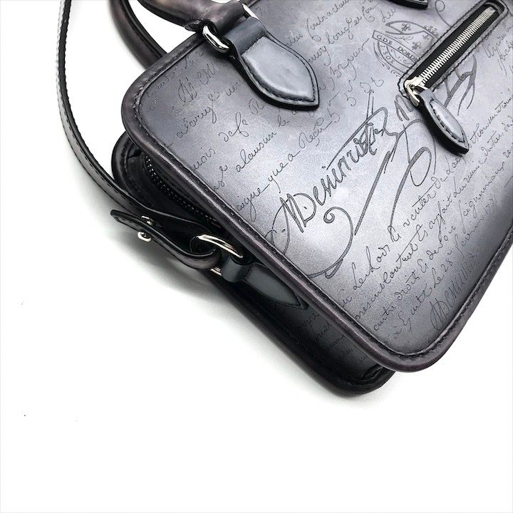 大特価 Berluti ベルルッティ カリグラフィ アンジュールガリバー 2WAY ハンド ショルダー バッグ グレー 鞄 カバン BAG k1889k