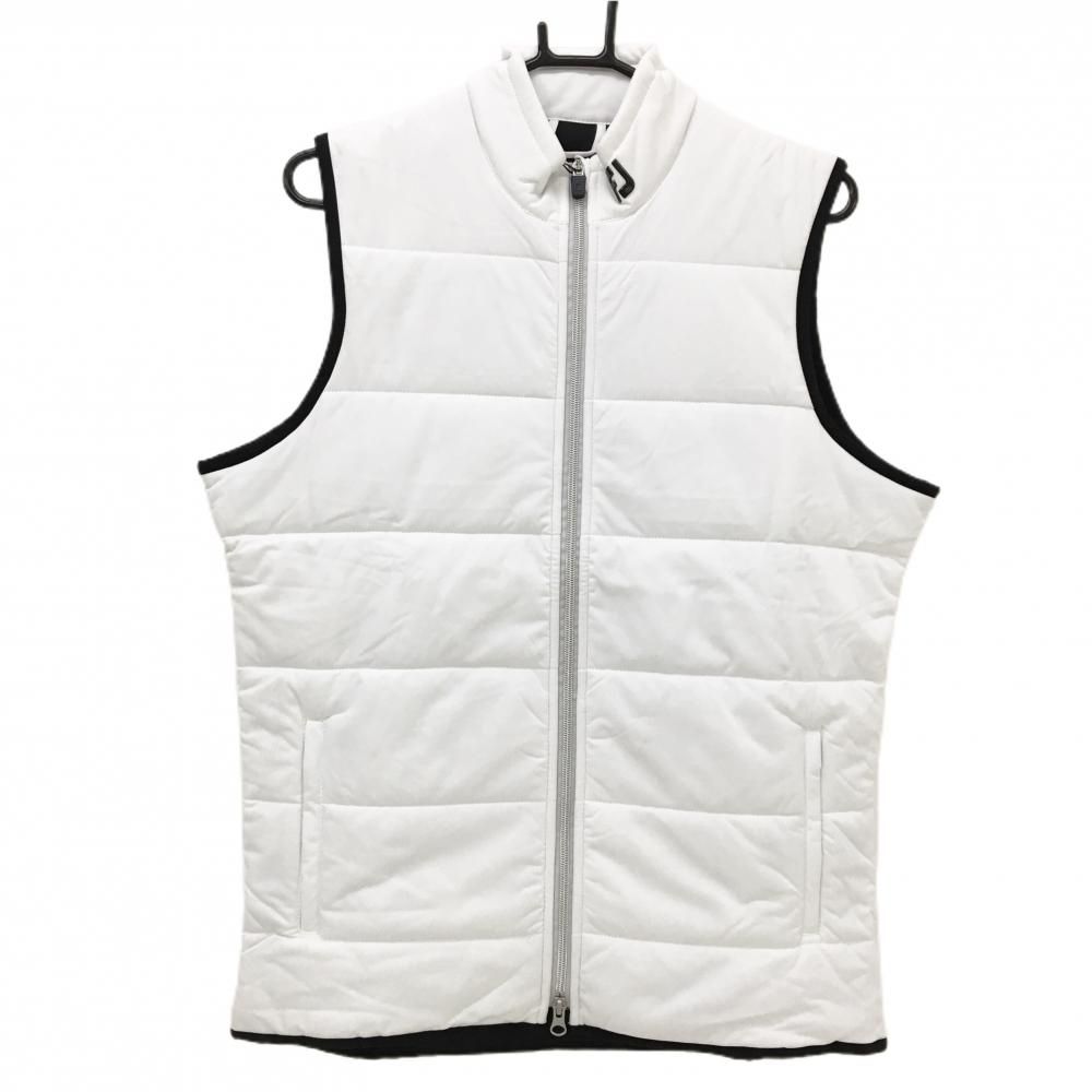 フットジョイ 中綿ベスト 白×黒 ネックロゴ 撥水 軽量 4WAYストレッチ メンズ L ゴルフウェア FootJoy