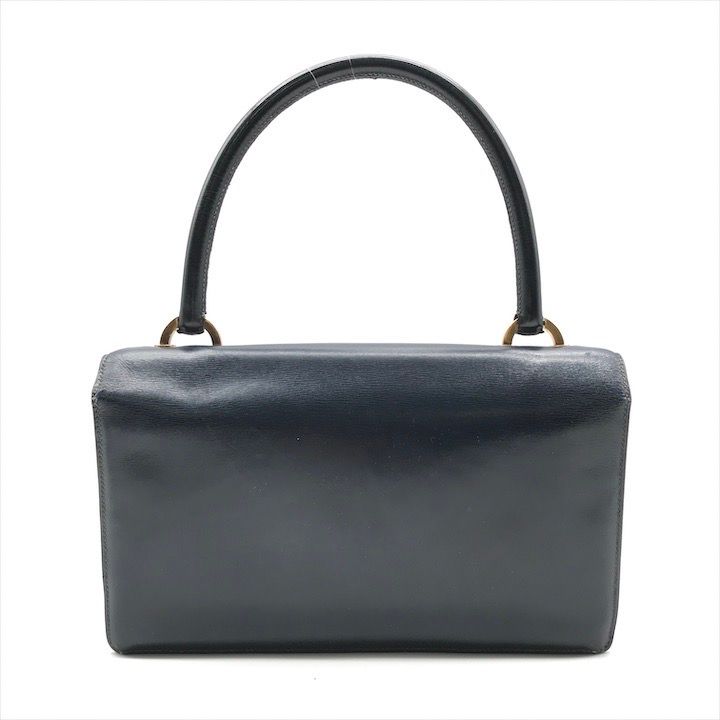 HERMES エルメス レザー ヴィンテージ リングドゥ ゴールド金具 レディース ハンド バッグ 鞄 ネイビー m 15085