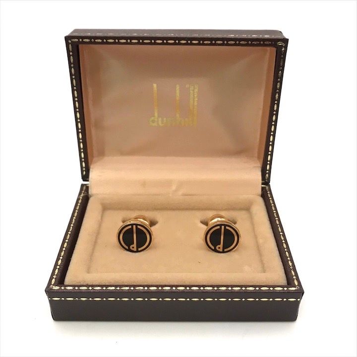 未使用 Dunhill ダンヒル カフス ゴールド ブラック Dロゴ タイピン 2