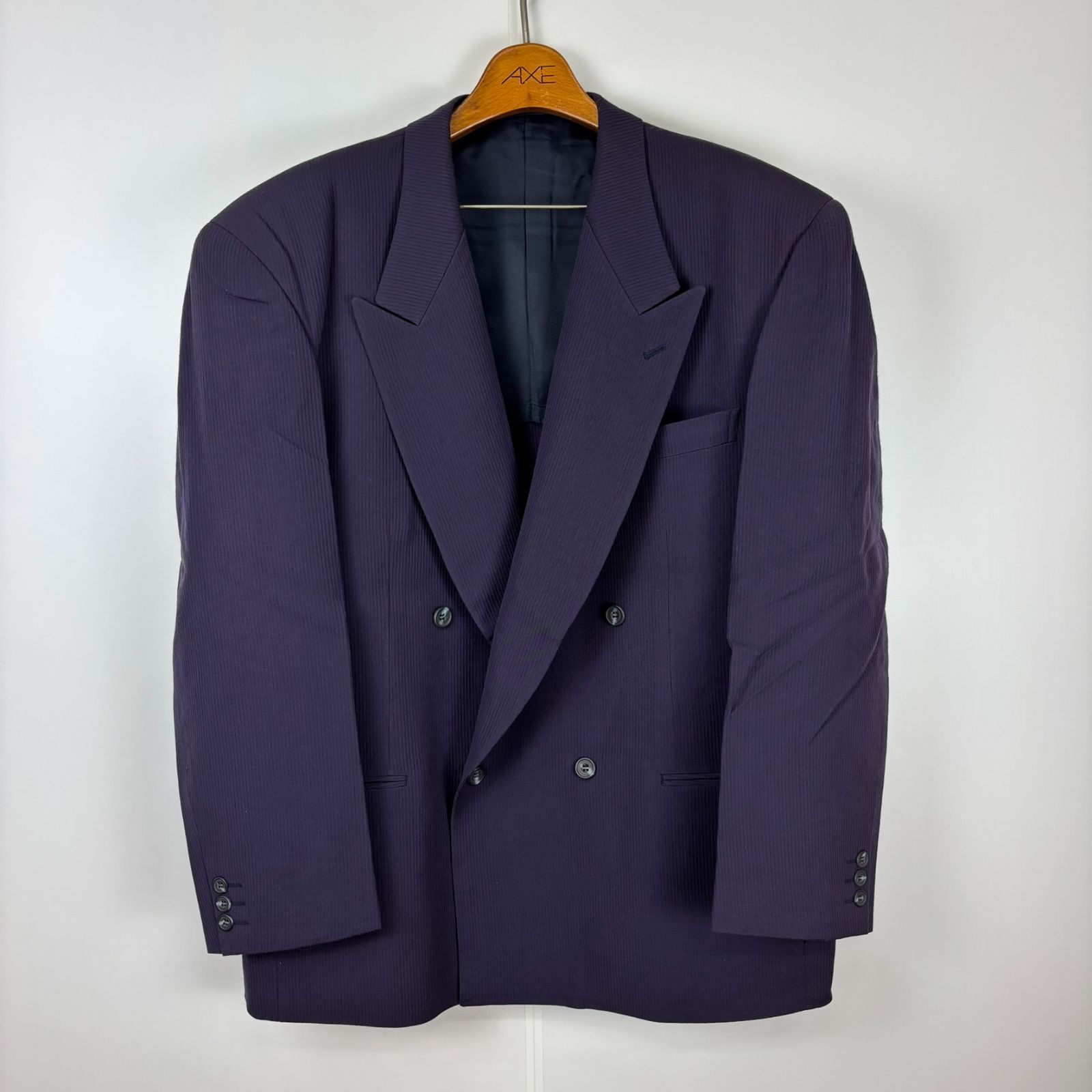 Texilstona セットアップ スーツ ダークパープル ダブル 54サイズ 古着 ヴィンテージ レトロ 90s oc-001-044