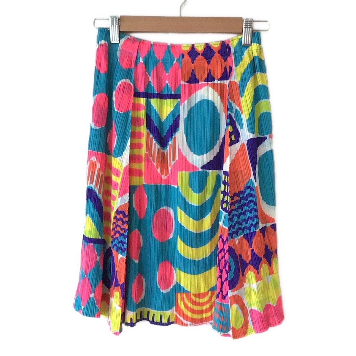 PLEATS PLEASE プリーツプリーズ スカート サイズ3 L レディース - ライトブルー×ピンク×マルチ ひざ丈
