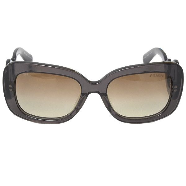プラダ サングラス レディース スクエアフレーム ミニマルバロック アイウェア プラスチック グレー×ブラック PRADA