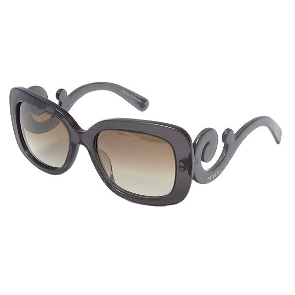 プラダ サングラス レディース スクエアフレーム ミニマルバロック アイウェア プラスチック グレー×ブラック PRADA