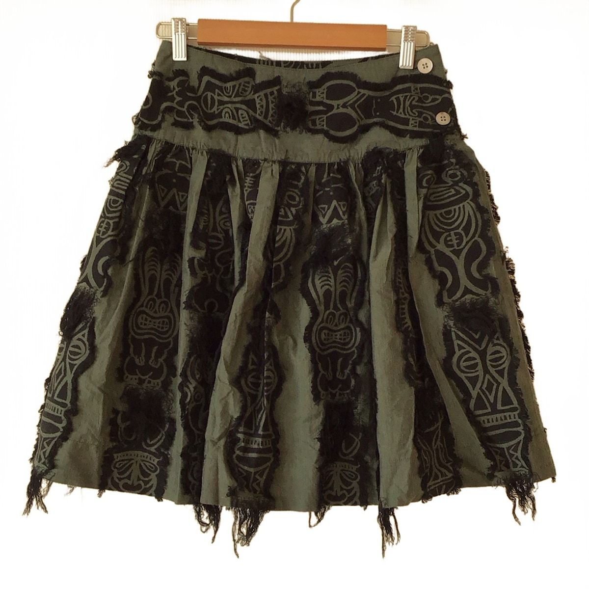 PLEATS PLEASE プリーツプリーズ スカート サイズ2 M レディース - カーキ×黒 ひざ丈