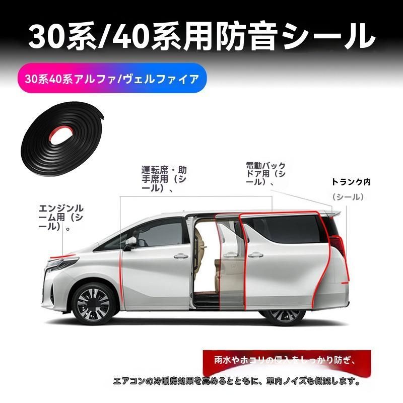 【送料無料】08-24年モデル 豊田アルファード・ヴェルファイア40系・30系・20系 用 密封条・防音条 全車種専用セットZX02