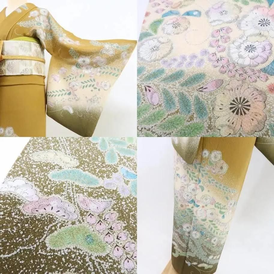 百華❀Y2298◇美品 さが美謹製 辻が花 絞り 手縫い 正絹 訪問着 着物