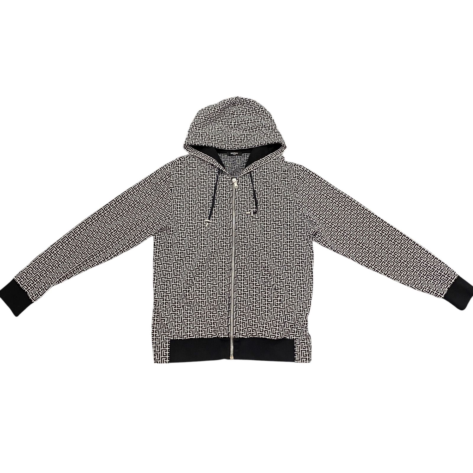 EM1127 BALMAIN バルマン JX000JC97 パーカー ブラック 長袖 ジップアップ