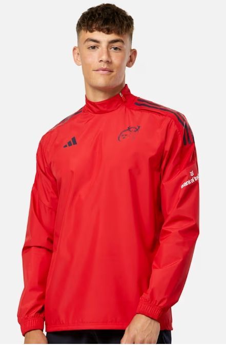 アディダス ラグビー マンスター ハイブリッド ハーフジップ トップ 赤 レッド 公式モデル 日本未発売