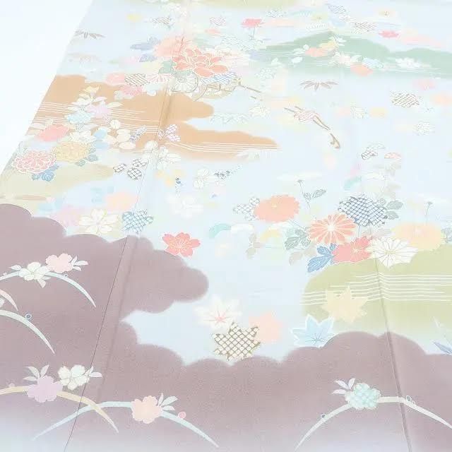 百華❀Y3684◇美品未着用 正絹 仕付け糸付 手縫い仕立て 訪問着 着物