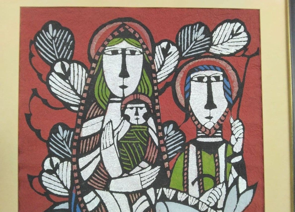 渡辺禎雄「聖母子」限定型染め版画　59/70　サイン入り　1978年 渡辺禎雄「聖母子」限定型染め版画 59/70 サイン入り 1978年 - メルカリ