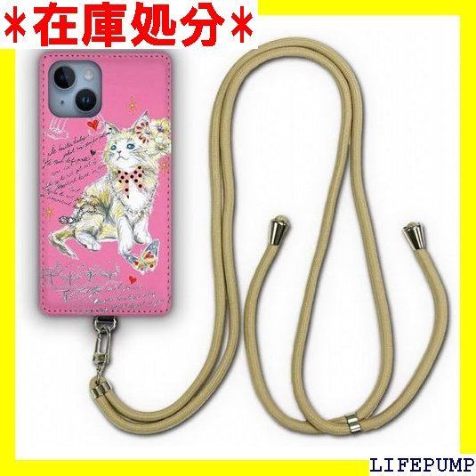 ス ScoLar デザイン iPhone14 ケース スマホショルダー アイフォン14 スマホケース ショルダーストラップ ショルダーケース スマホストラップ カバー スマホカバー 猫柄 ハート 蝶 花 ピンク かわいい 905