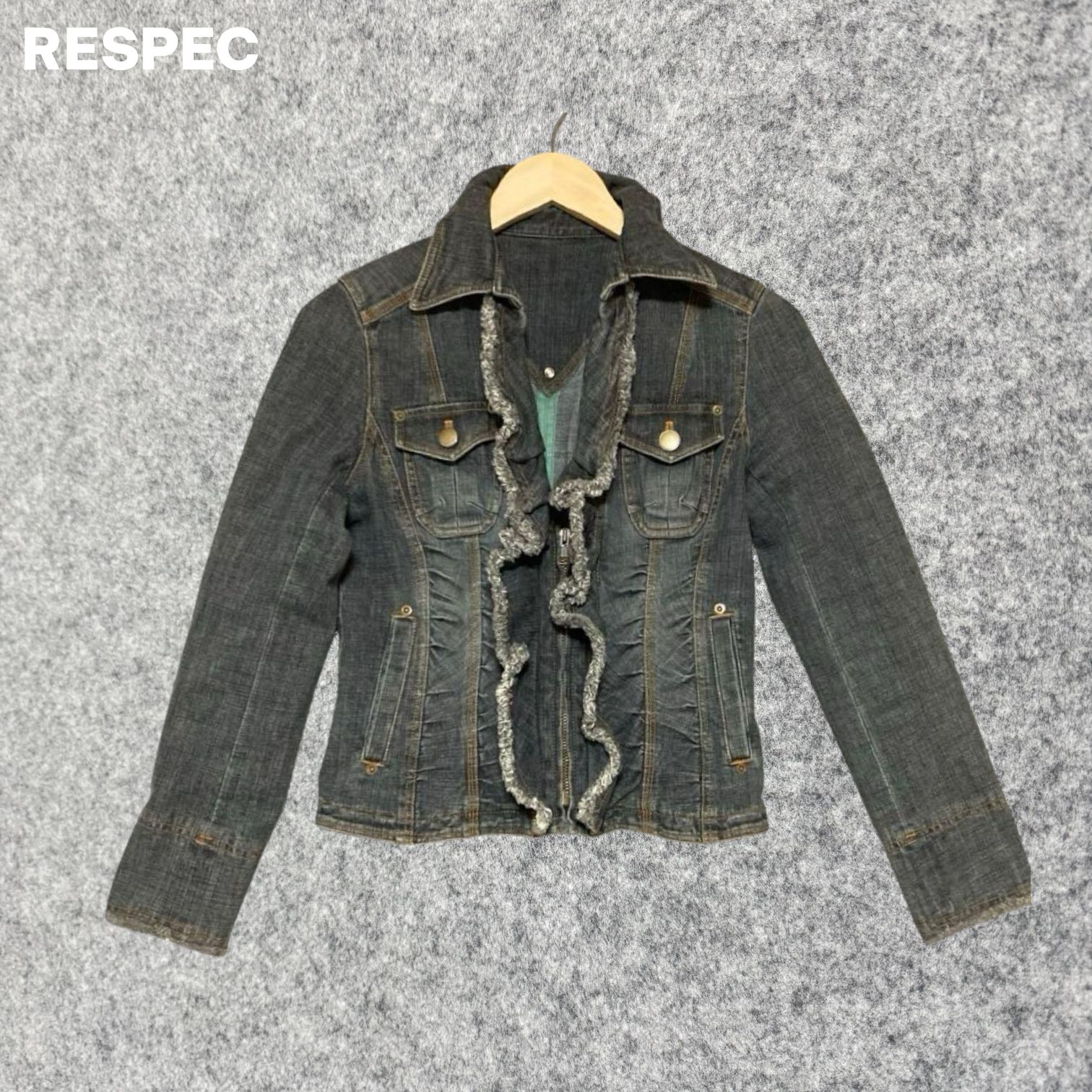 RESPEC フリル付きダークデニムジャケット Sサイズ - メルカリ