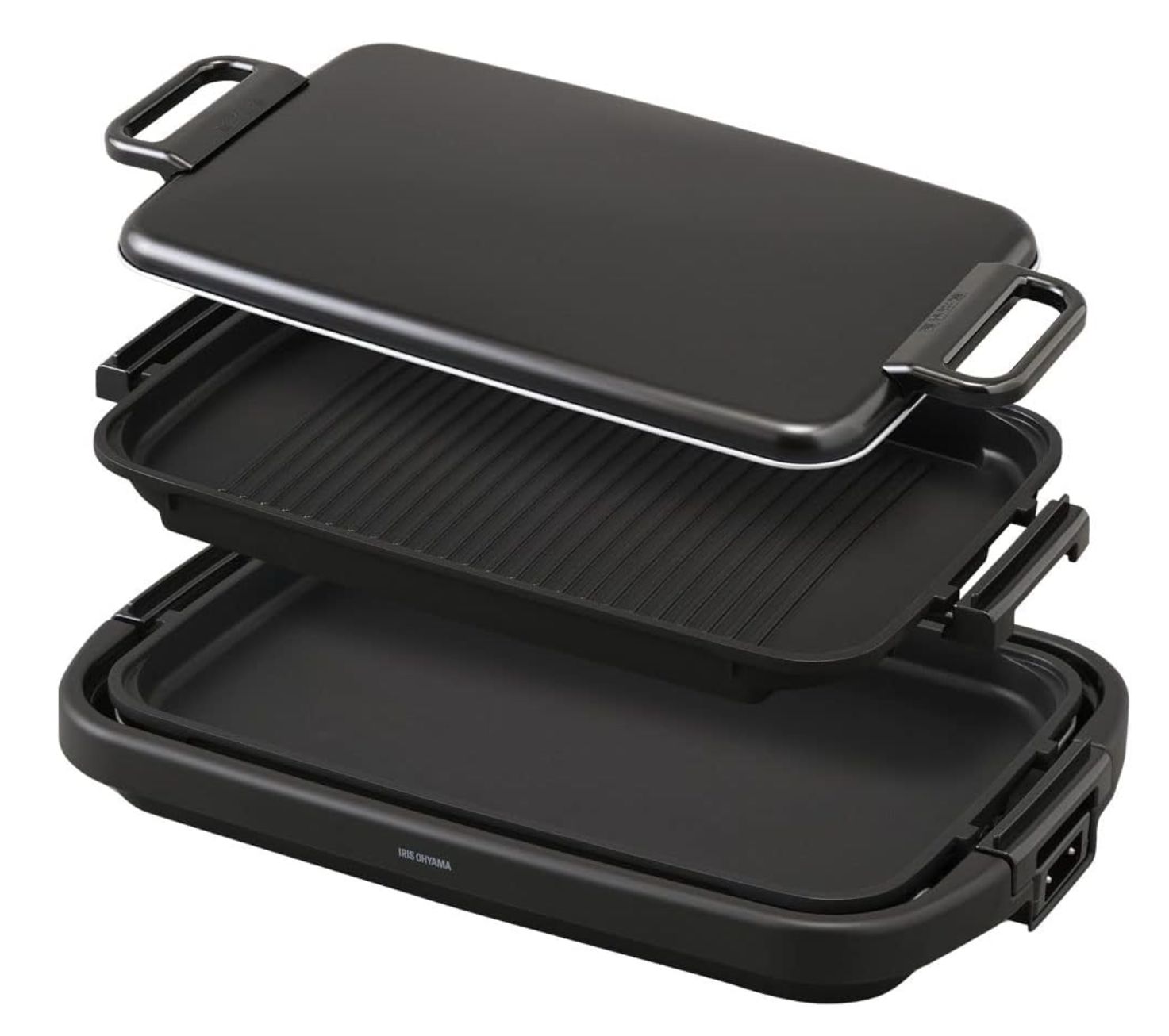 IRIS OHYAMA アイリスオーヤマ ホットプレート 大型 ワイド プレート 平面プレート 焼肉プレート 大きいサイズ 蓋付き SWHP 012 B ブラック