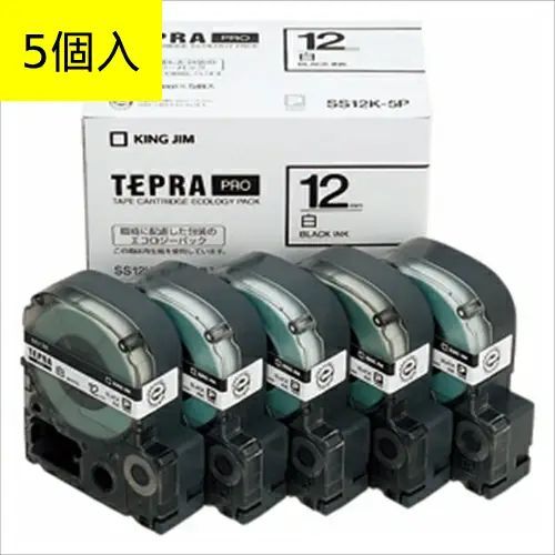 訳あり】キングジムPROテ－プエコパック白ラベル5個入テプラ