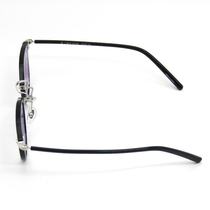 越前国甚六作 エチゼンコクジンロクサク メガネフレーム JIN-084 C-1 ブラック シルバー 度入り 54000054