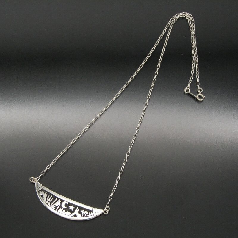 Alvin Taylor ホピ族 ネックレス クレセント ペンダント オーバーレイ アルビンテイラー 三日月 風景 28011227