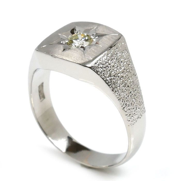 Pt 900プラチナ 印台 リング 指輪 ダイヤモンド0.25 ct 20号 15.8 g メンズ