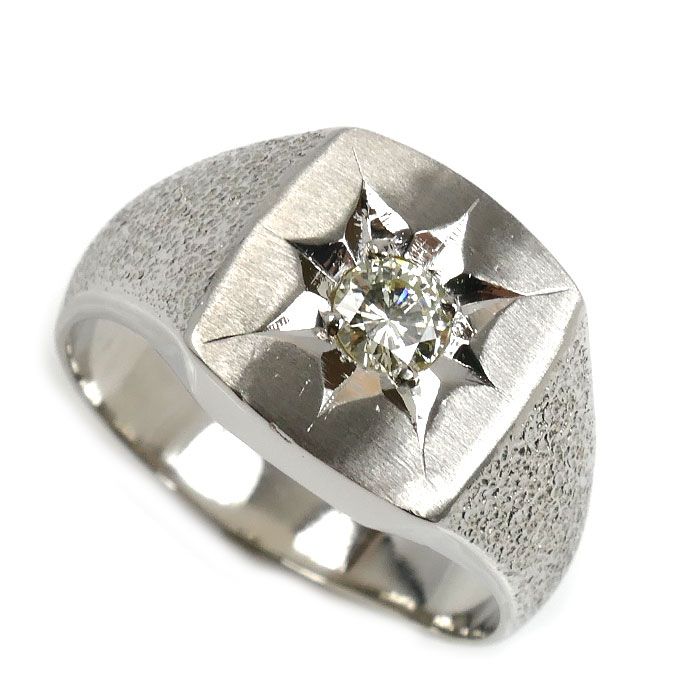 Pt900プラチナ 印台 リング 指輪 ダイヤモンド0.25ct 20号 15.8g メンズ