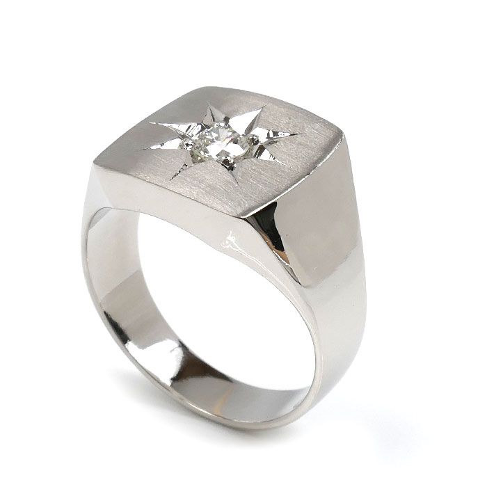 Pt 900プラチナ 印台 リング 指輪 ダイヤモンド0.306 ct 22号 21.6 g メンズ