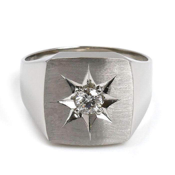 Pt900プラチナ 印台 リング・指輪 ダイヤモンド0.306ct 22号 21.6g