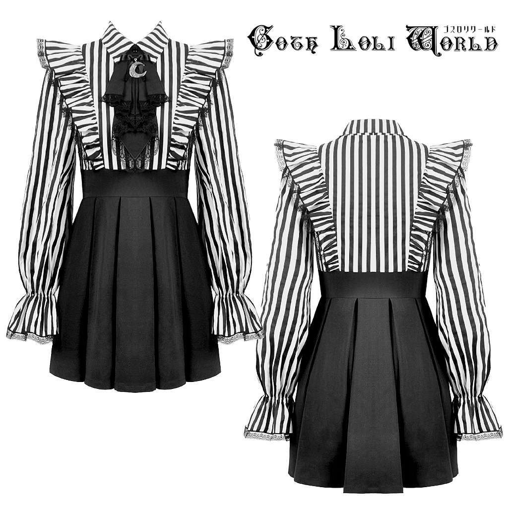 ゴスロリワールド DW 1141 地雷系 ファッション リボンジャボ付 ワンピース ドレス ゴシック ゴスロリ ロリィタ ロリータ ヴィジュアル系 個性的 ライブ衣装