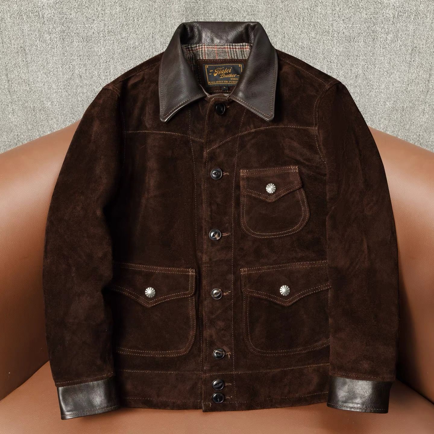 h 2025 メンズ 本革 ジャケット アメリカンヴィンテージ 感 ビジネスカジュアル兼用|反毛牛革 短丈 翻领ジャケット M-6XL