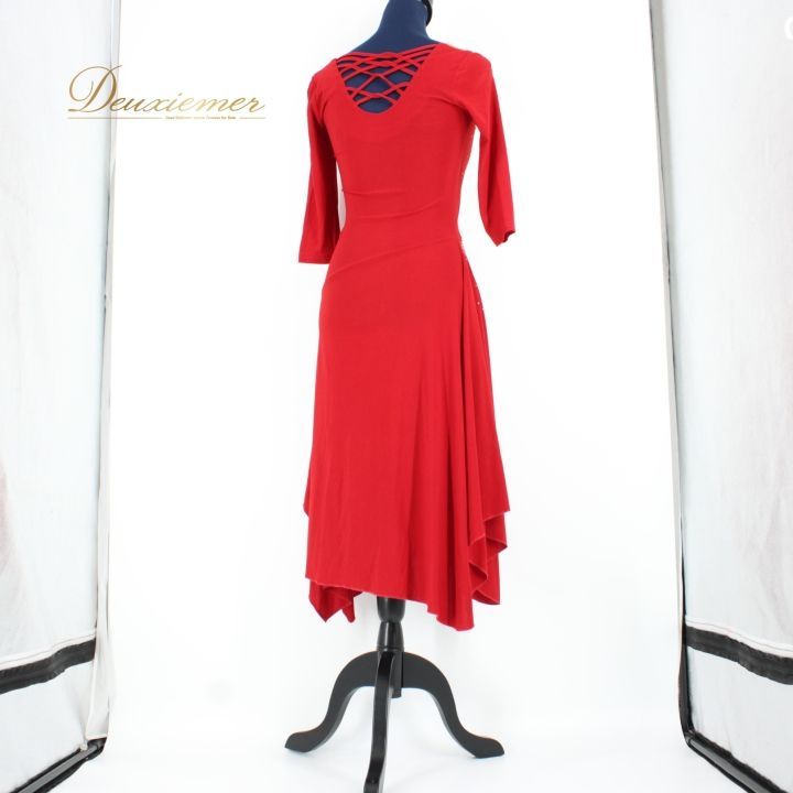 【美品タグ付き 社交ダンス衣装】ワンピース ドレス ICHIOKU 赤 レッド 社交ダンス 衣装 ラテン ドレス ワンピース パーティ衣装 女性用