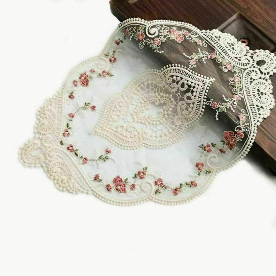 レース敷物ランチョンマット花豪華オーバルフランスお洒落可愛い上品