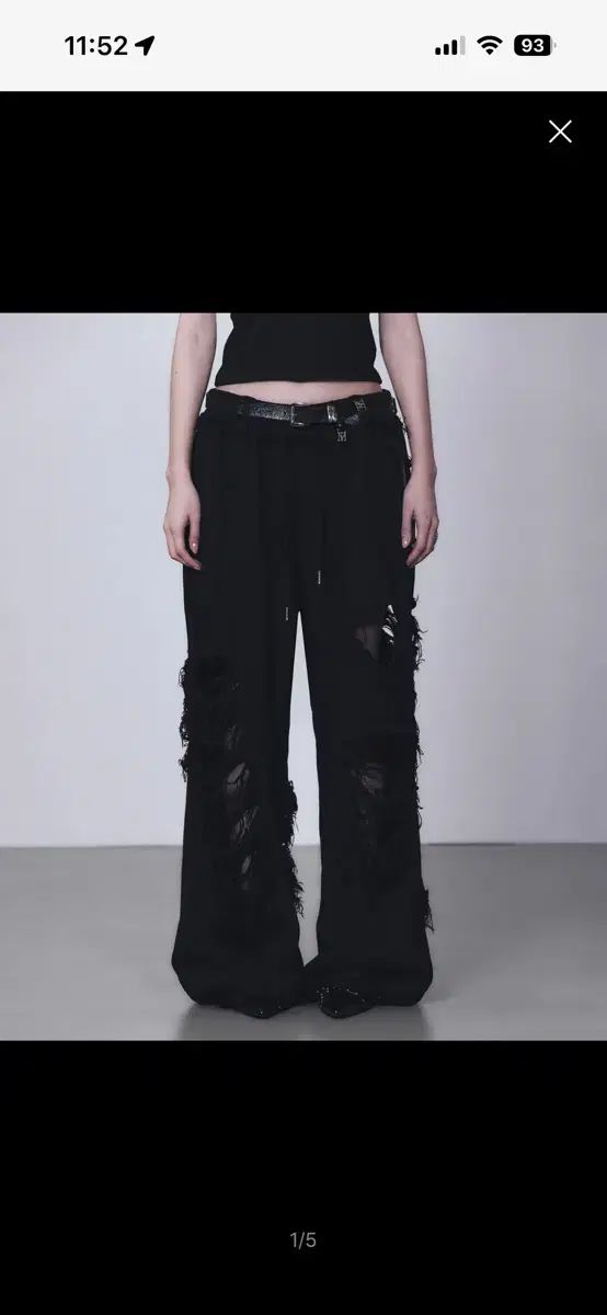 TREEMINGBIRD ブラック ダメージ ワイド パンツ