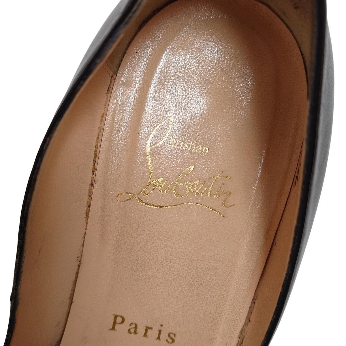 クリスチャンルブタン パンプス 37 レディース 黒 アウトソール張替済 レザー 吸湿性 ハイヒール パンプス 