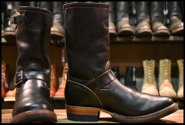 7.5D 21年 旧ロゴ WESCO ウエスコ MISTER LOU 7600 ブラックホースハイド 黒 10インチハイト エンジニア BOSS ブーツ HOPESMORE FJ397