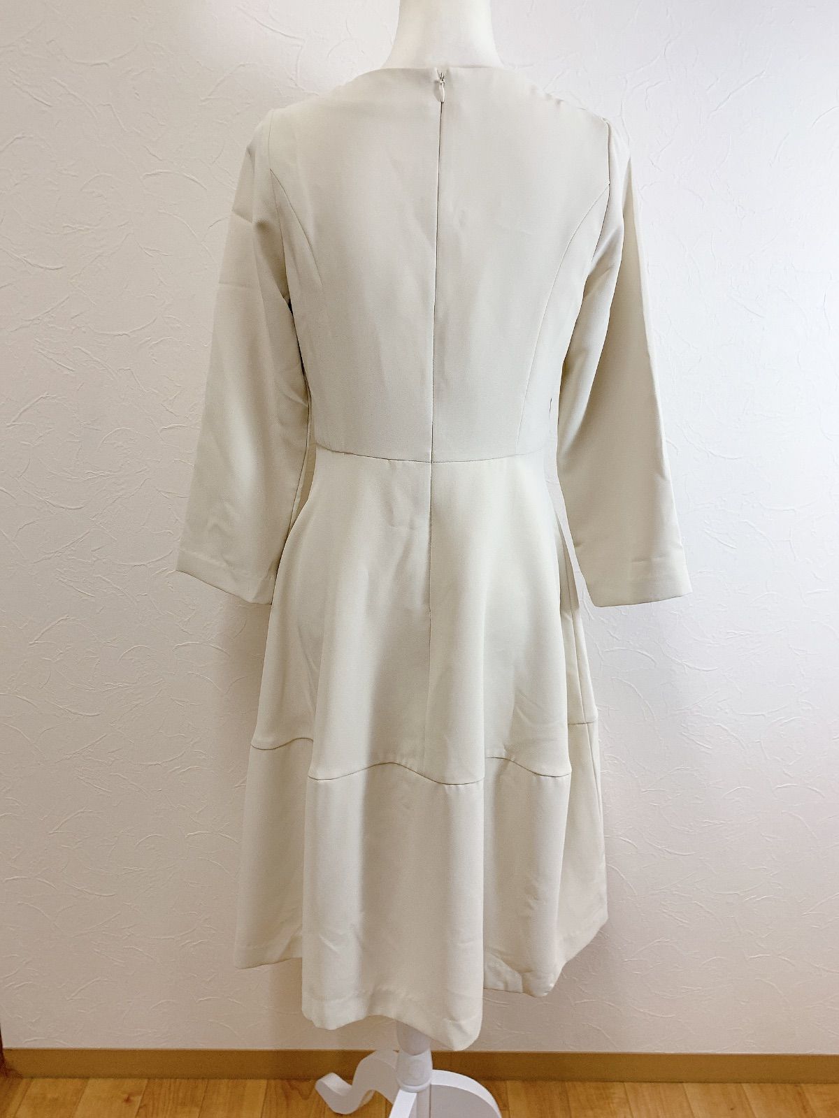 Flolia フロリア ツイードフリンジ ノーカラージャケット&ミディアム丈