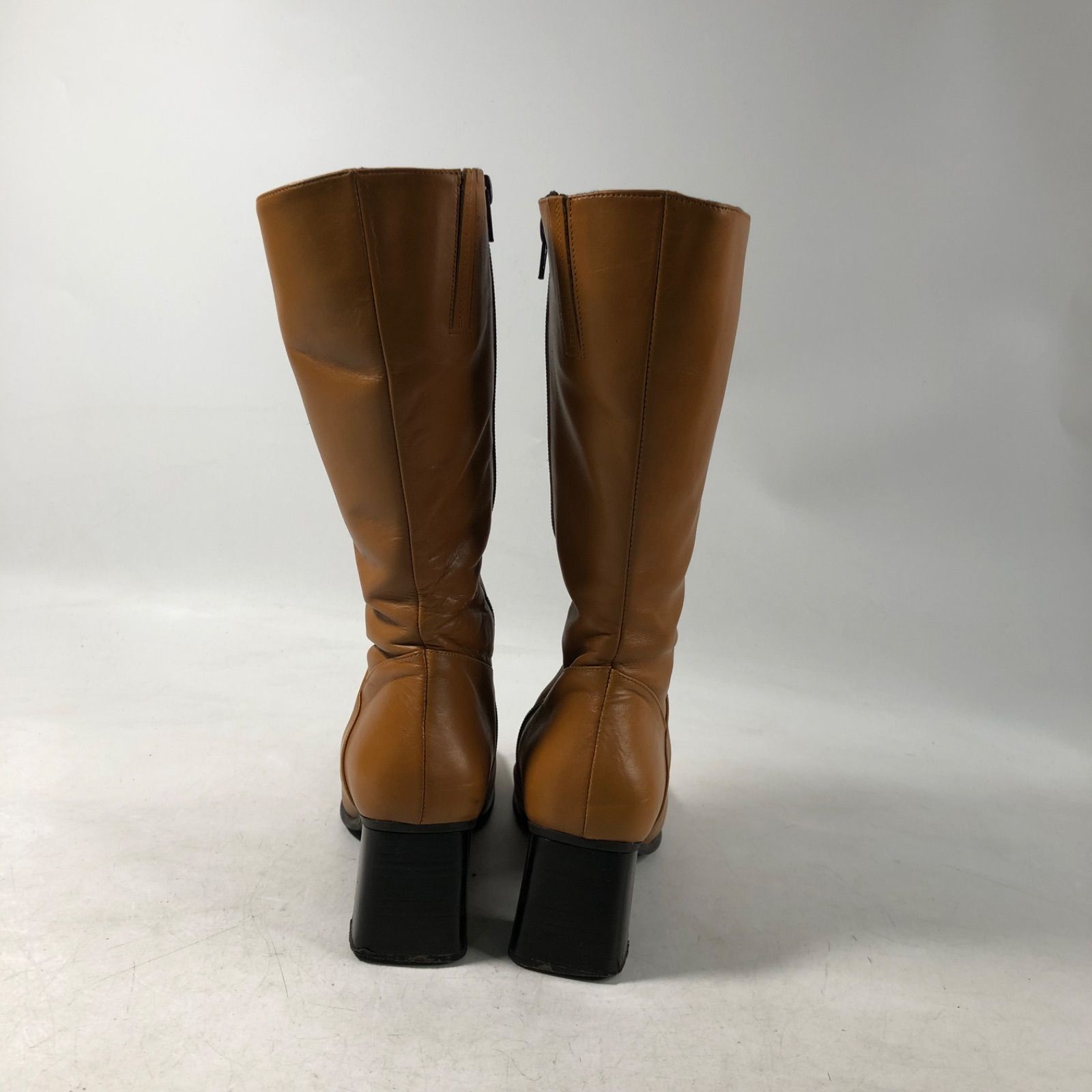 A 1111-16-5 RUGGERI ルッジェリ レディース レザー ロングブーツ サイドジップ ブラウン size 37 24 cm