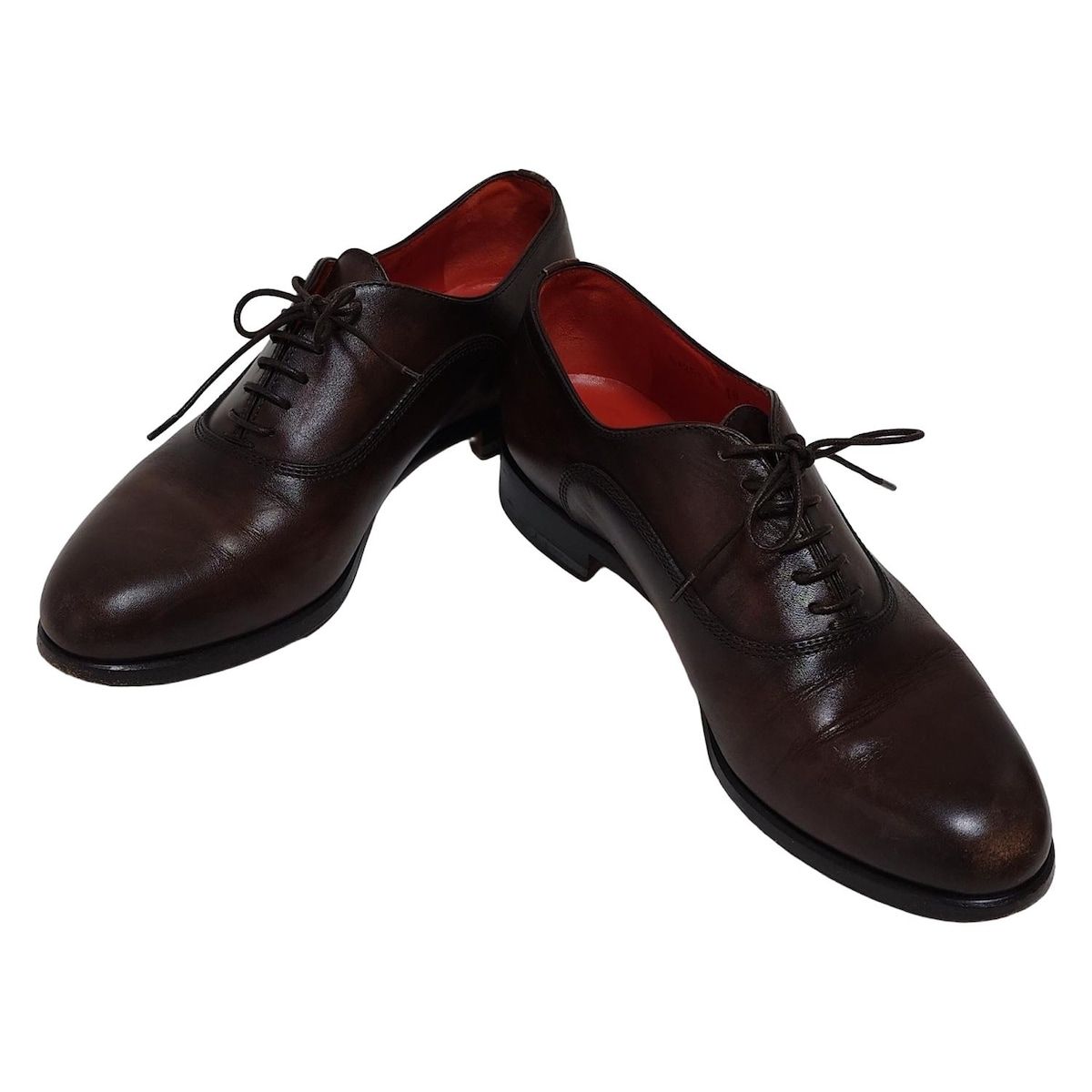 SANTONI サントーニ シューズ 37 レディース - ダークブラウン アウトソール張替済 レザー