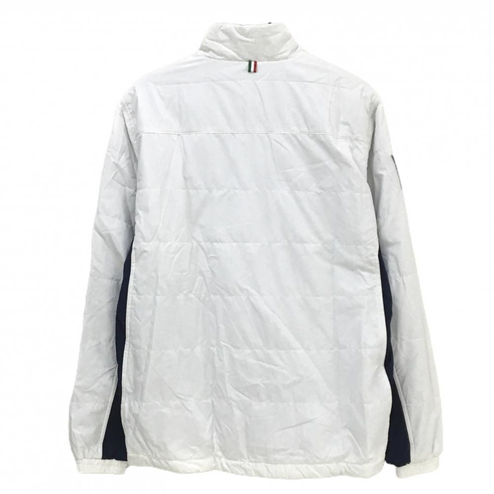 カッパ 中綿ブルゾン 白×ネイビー 発熱 蓄熱保温 ハーフジップ 収納袋付 メンズ LL ゴルフウェア Kappa