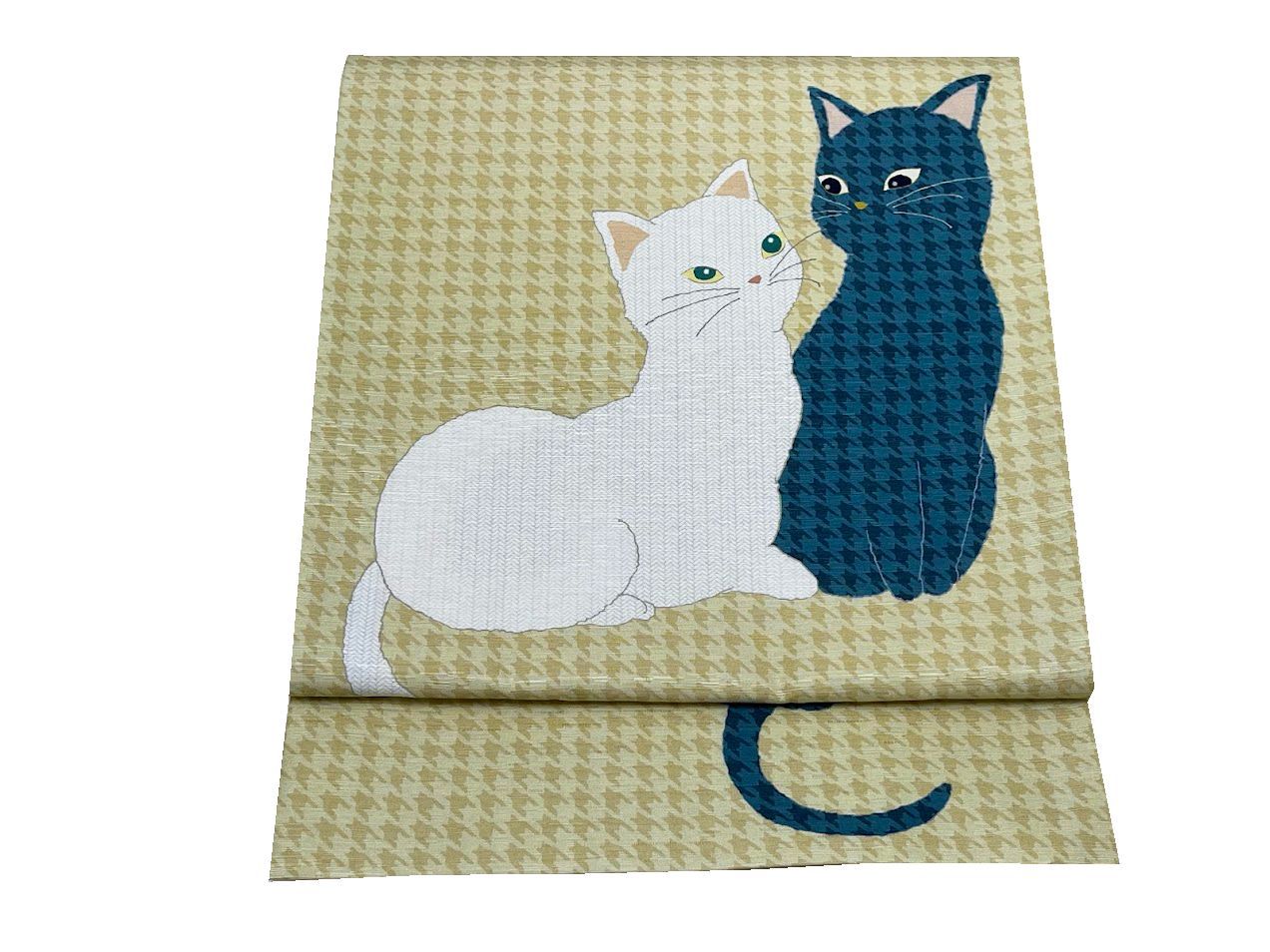 京袋帯 帯 WAKKA 猫柄 206 2 猫 仕立て上がり 正絹 名古屋帯 なごや帯 袋名古屋帯 名古屋 なごや 小紋 紬 和装 カジュアル 絹 おび obi